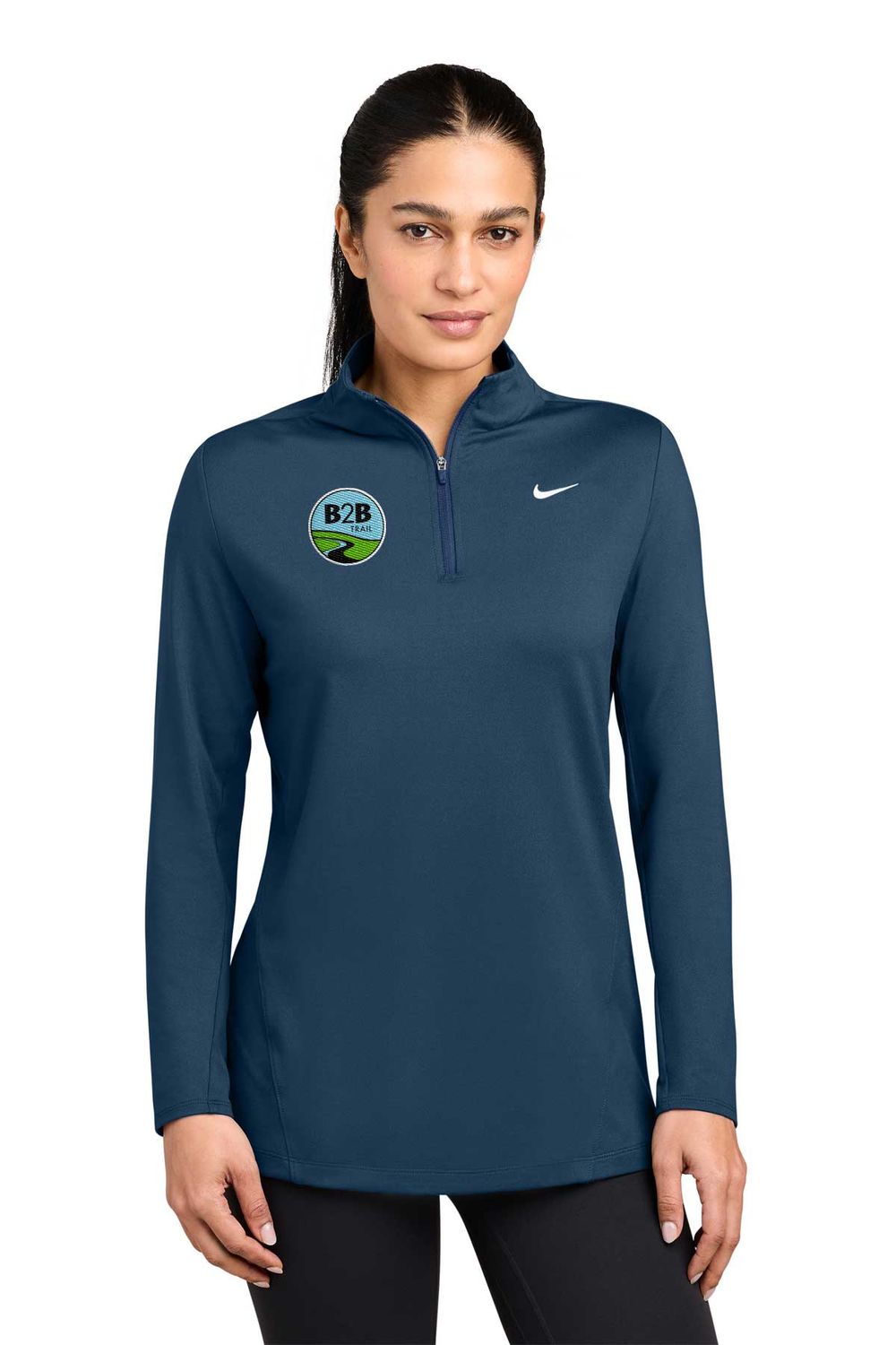 B2B TRAIL logo: Nike Women’s Dri-FIT Stride 1/2-Zip - Navy B2B TRAIL logo: Nike Women’s Dri-FIT Stride 1/2-Zip - Navy