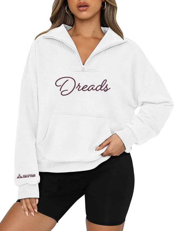 Women's 1/4 Zip Crop Sweatshirt - White