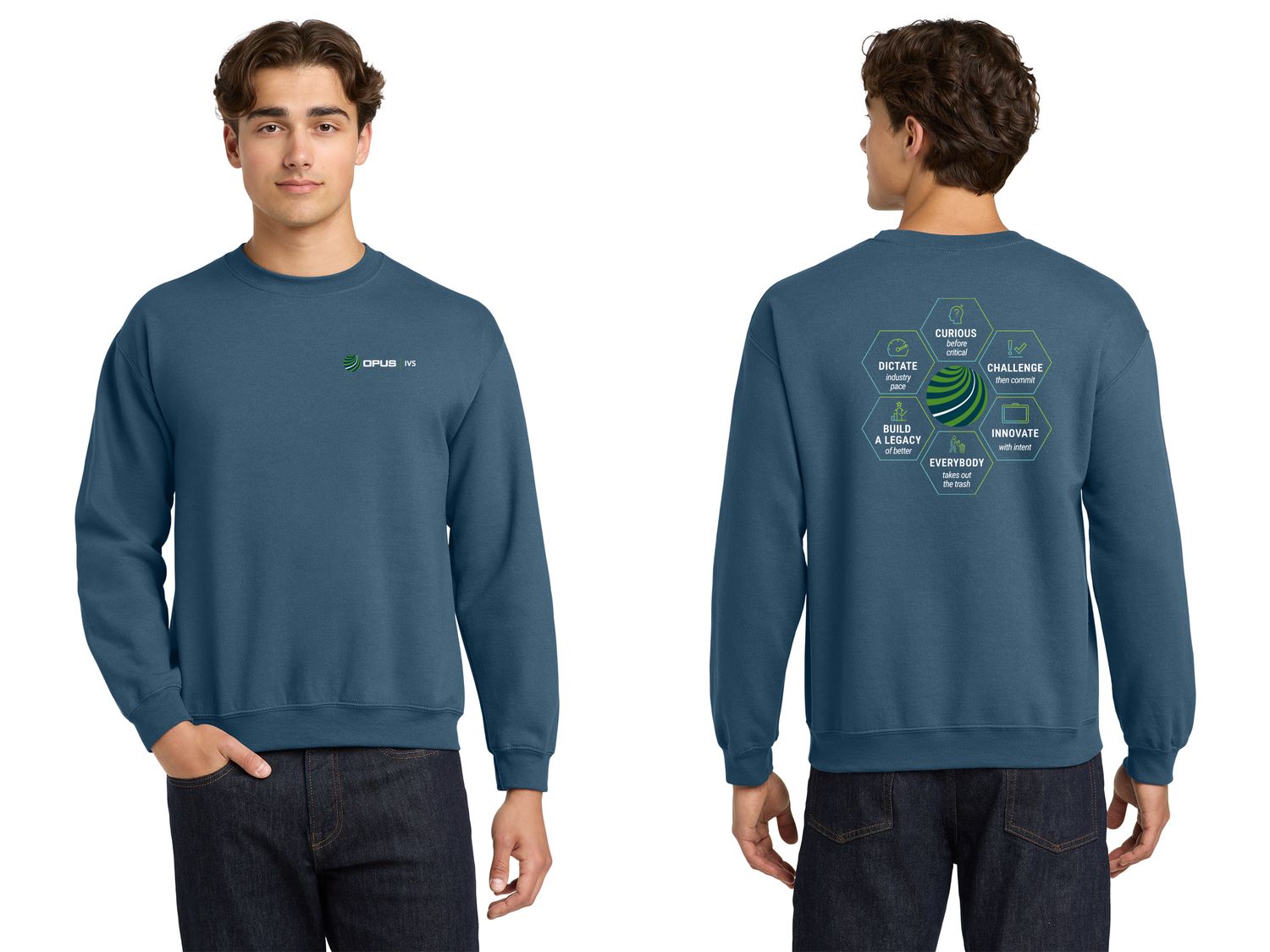 Adult HeavyBlend Crewneck Sweatshirt- Indigo Blue, Black