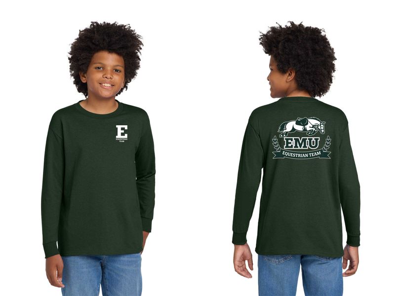Youth Heavy Cotton 100% Cotton Long Sleeve T-Shirt - Forest Green, Sport Grey, White