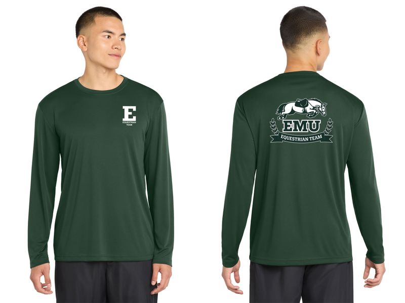 Adult Long Sleeve Performance T-Shirt - Forest Green, Silver, White
