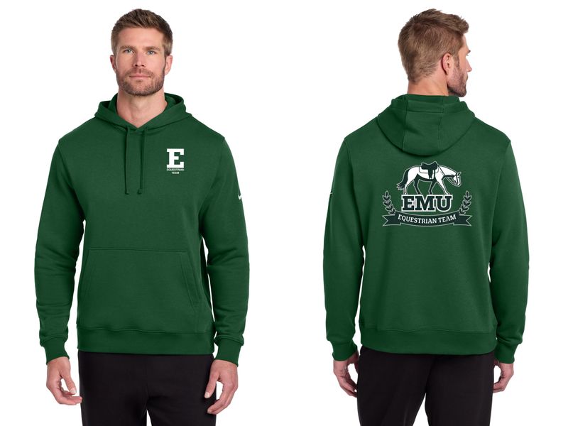 Adult Nike Club Fleece Pullover Hoodie - Gorge Green, Dark Grey Heather, White