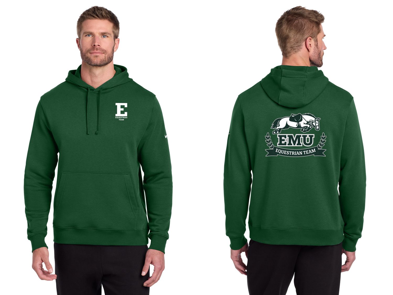 Adult Nike Club Fleece Pullover Hoodie - Gorge Green, Dark Grey Heather, White Adult Nike Club Fleece Pullover Hoodie - Gorge Green, Dark Grey Heather, White