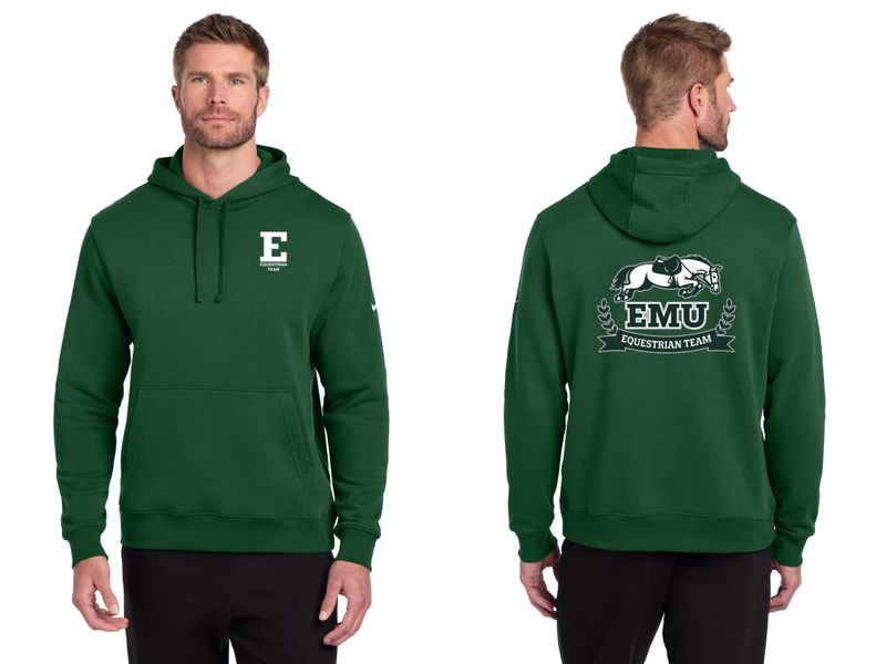 Adult Nike Club Fleece Pullover Hoodie - Gorge Green, Dark Grey Heather, White