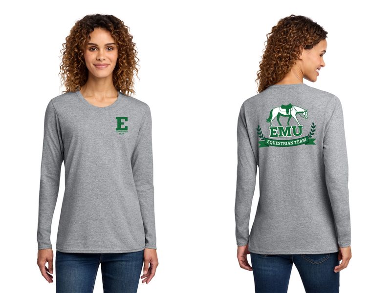 Ladies Long Sleeve Core Cotton Tee - Athletic Heather, White