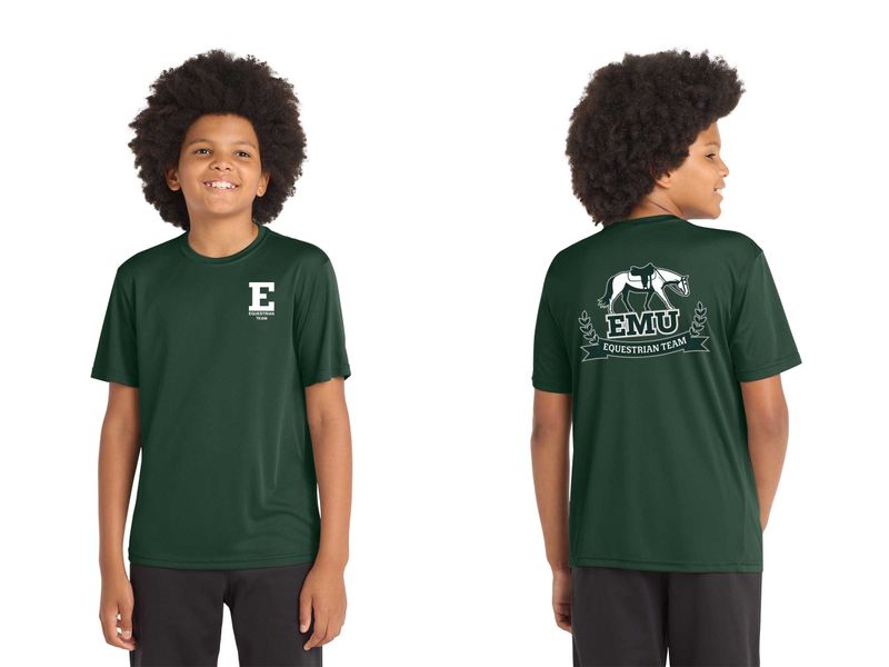Youth Short Sleeve Performance T-Shirt - Forest Green, Silver, White
