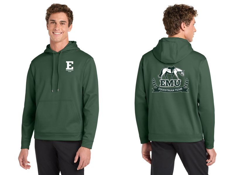 Adult Performance Hooded Sweatshirt - Forest Green, White