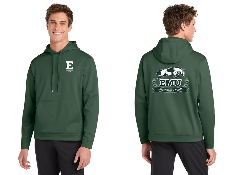 Adult Performance Hooded Sweatshirt - Forest Green, White