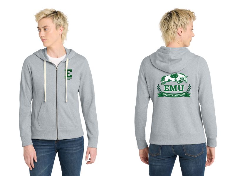 District Women's Re-Fleece Full-Zip Hoodie - Light Heather Grey, White