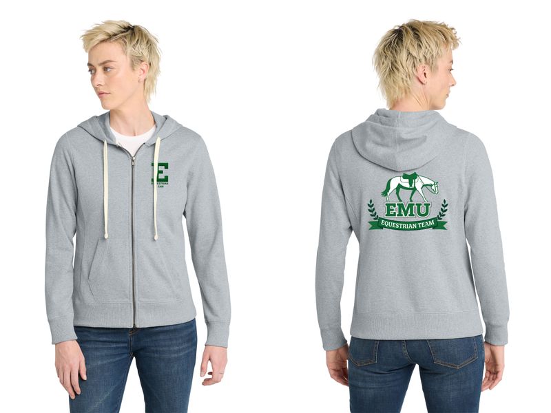 District Women's Re-Fleece Full-Zip Hoodie - Light Heather Grey, White