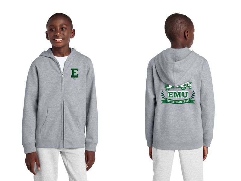 District Youth Fleece Full Zip Hood - Light Heather Grey