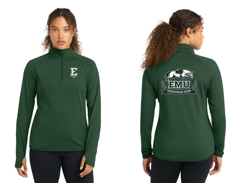 Ladies' Performance Stretch 1/4 Zip - Forest Green, Silver, White