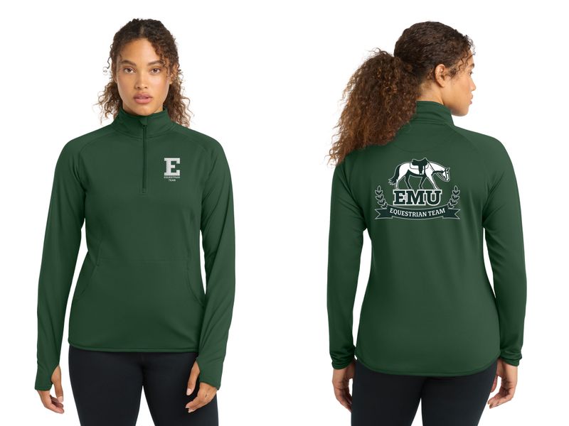 Ladies' Performance Stretch 1/4 Zip - Forest Green, Silver, White