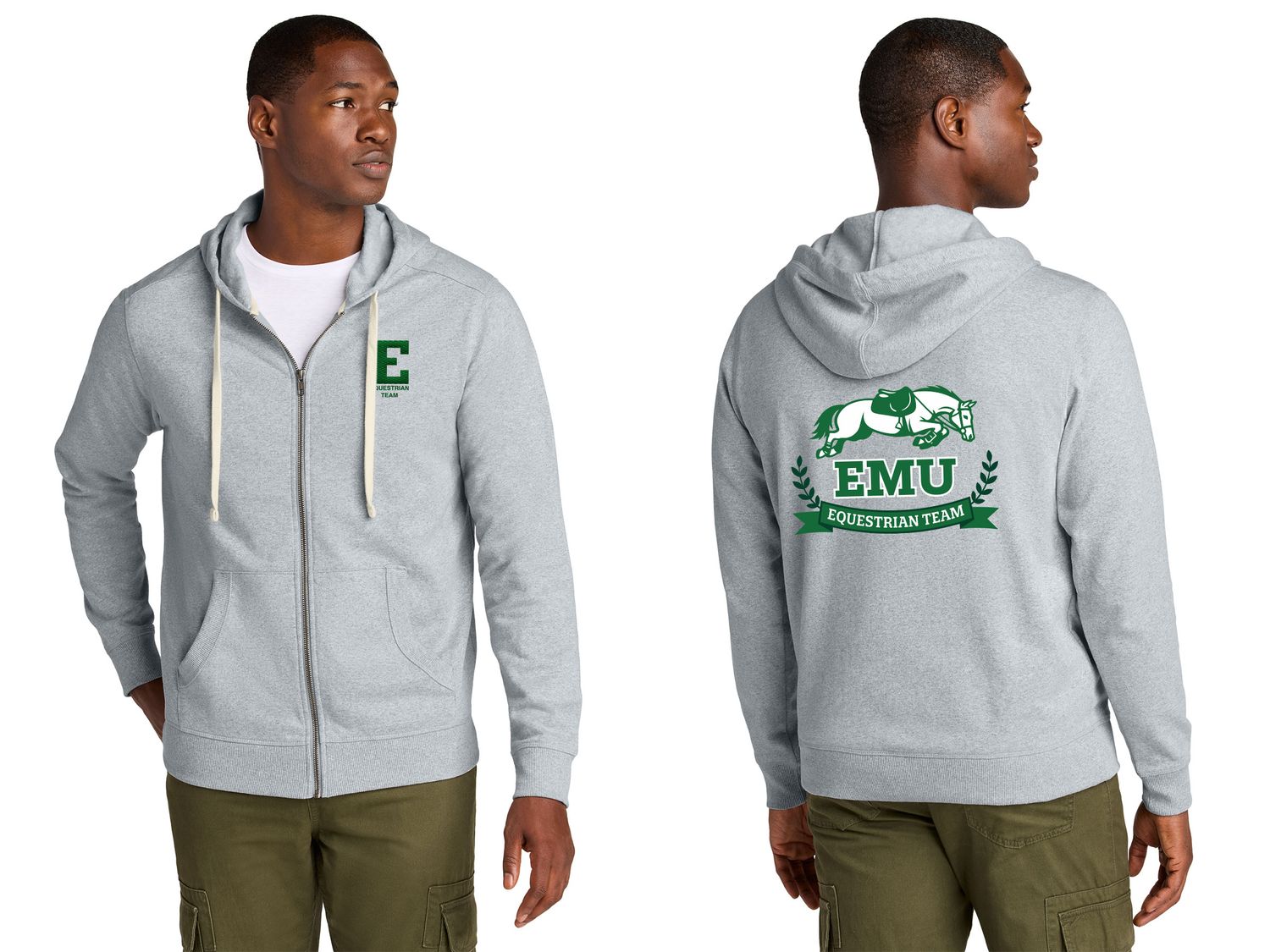 Unisex District Re-Fleece Full-Zip Hoodie - Light Heather Grey, White Unisex District Re-Fleece Full-Zip Hoodie - Light Heather Grey, White