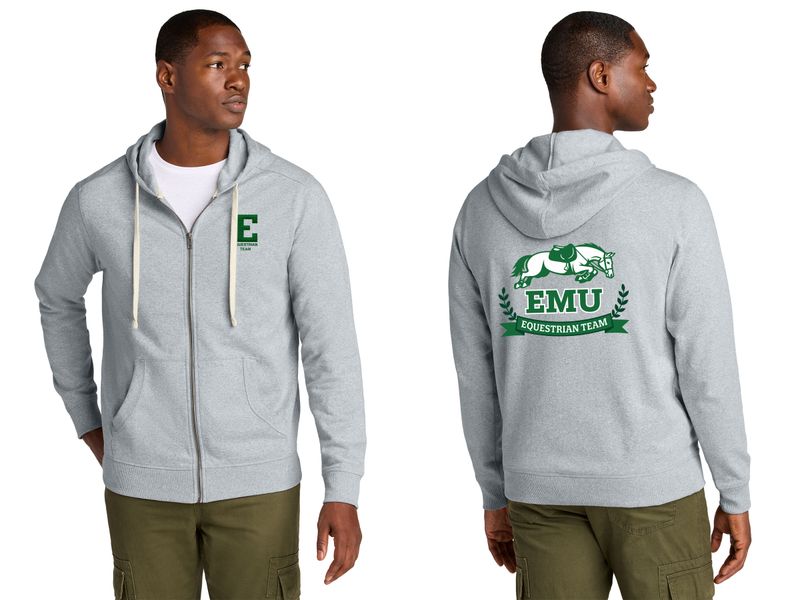 Unisex District Re-Fleece Full-Zip Hoodie - Light Heather Grey, White