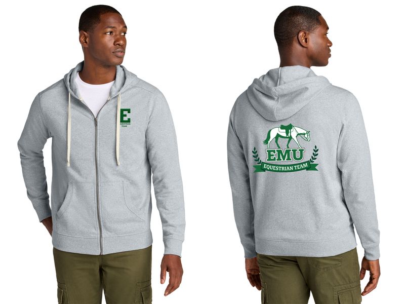 Unisex District Re-Fleece Full-Zip Hoodie - Light Heather Grey, White