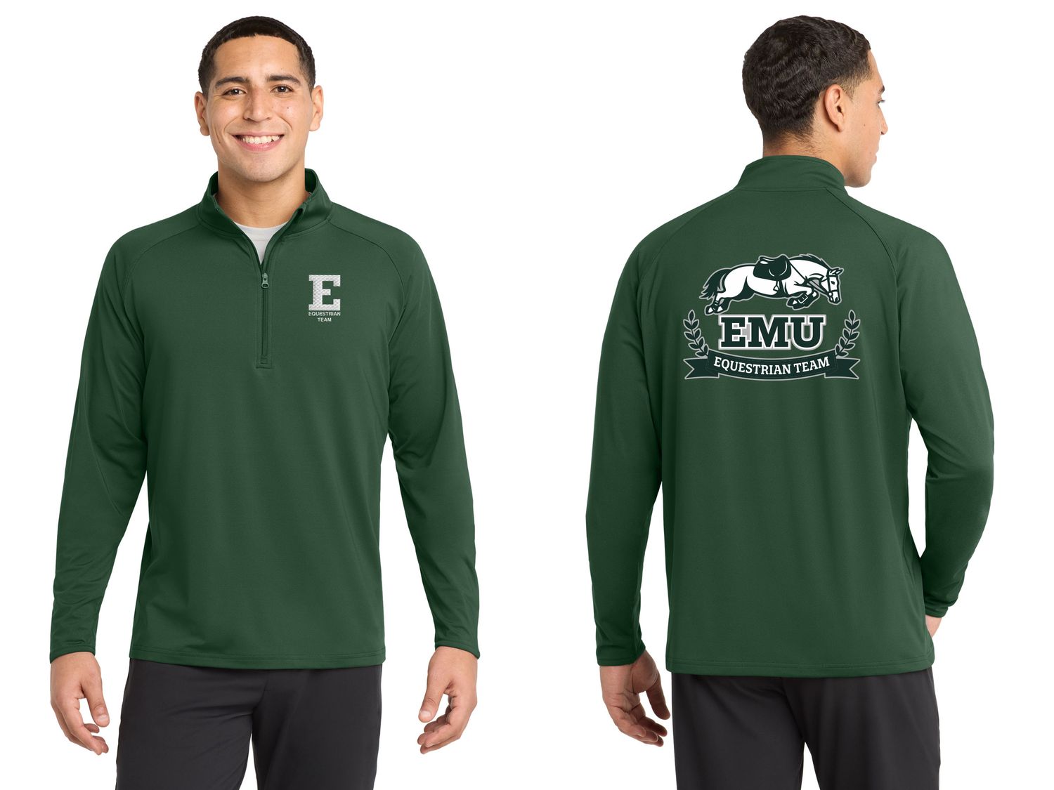 Adult Men's Stretch 1/4 Zip - Forest Green, Silver, White Adult Men's Stretch 1/4 Zip - Forest Green, Silver, White