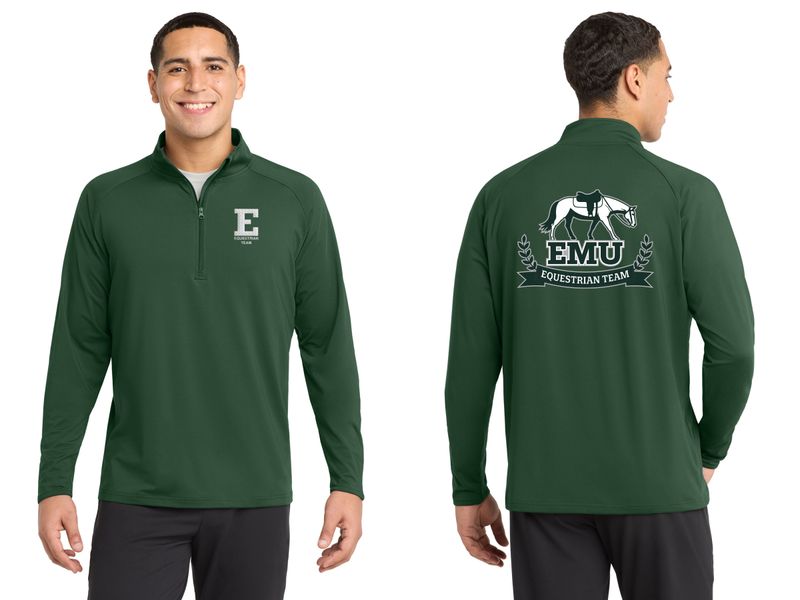 Adult Men's Stretch 1/4 Zip - Forest Green, Silver, White