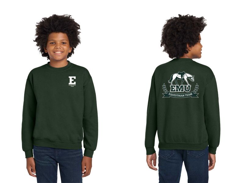 Youth Cotton Crewneck Sweatshirt - Forest Green, Sport Grey, White