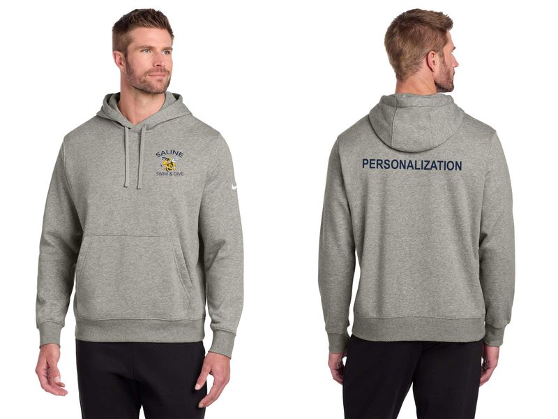 Adult Nike Club Fleece Pullover Hoodie (Embroidered)- Navy, Dark Grey Heather, White ARCHED LOGO