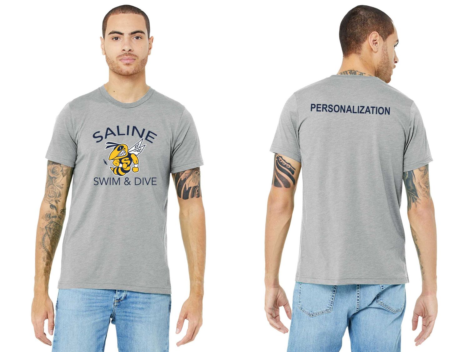 Adult Triblend Soft Short Sleeve Tee Shirt- Solid Navy, Athletic Grey, Solid White