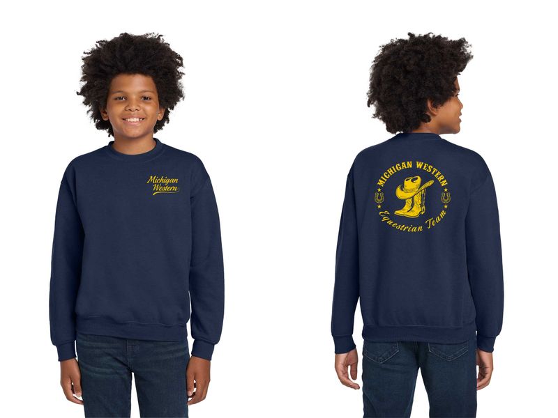 Youth Cotton Crewneck Sweatshirt - Navy