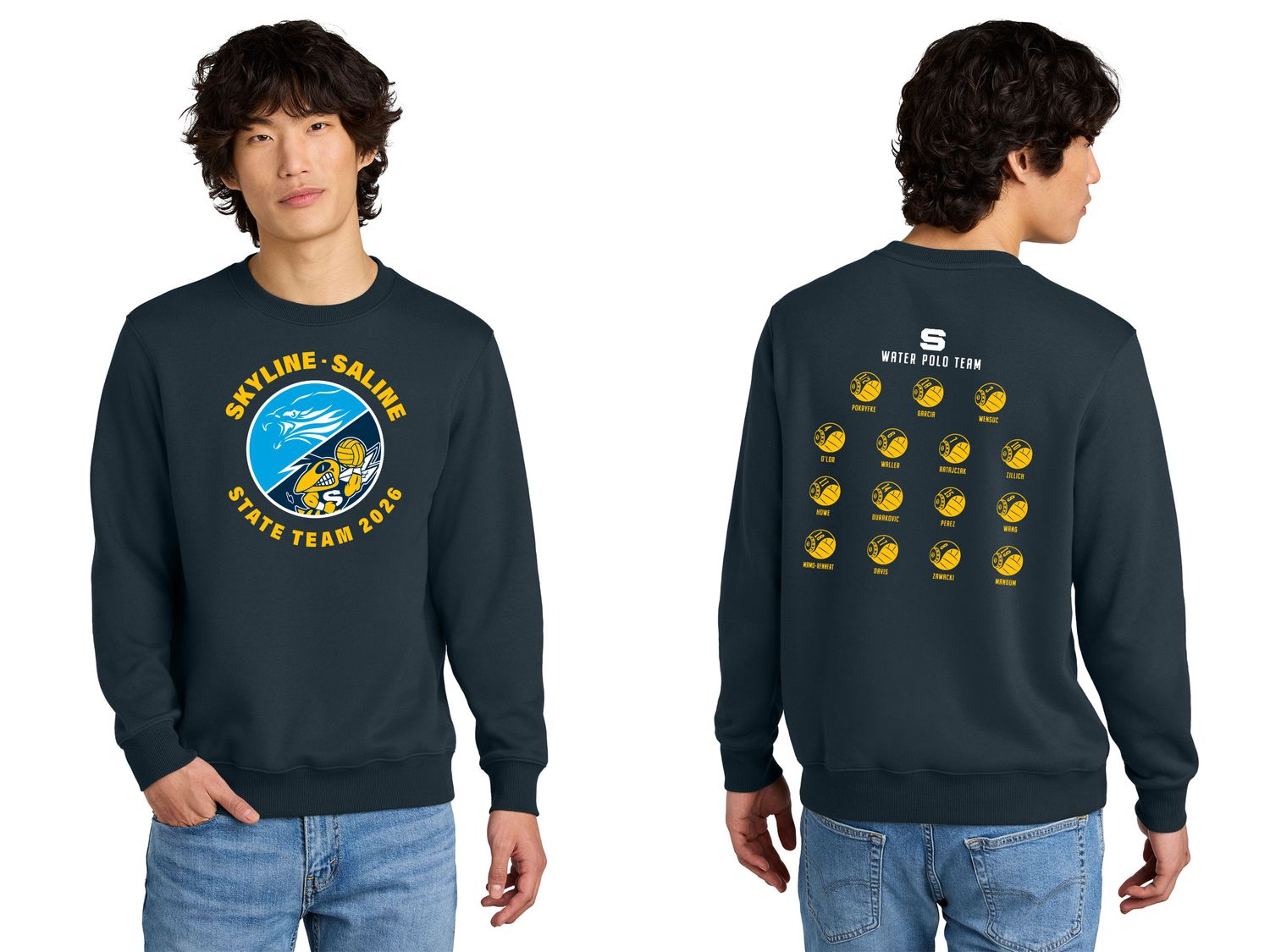 District Perfect Weight Fleece Crew- Navy, Steel Grey District Perfect Weight Fleece Crew- Navy, Steel Grey