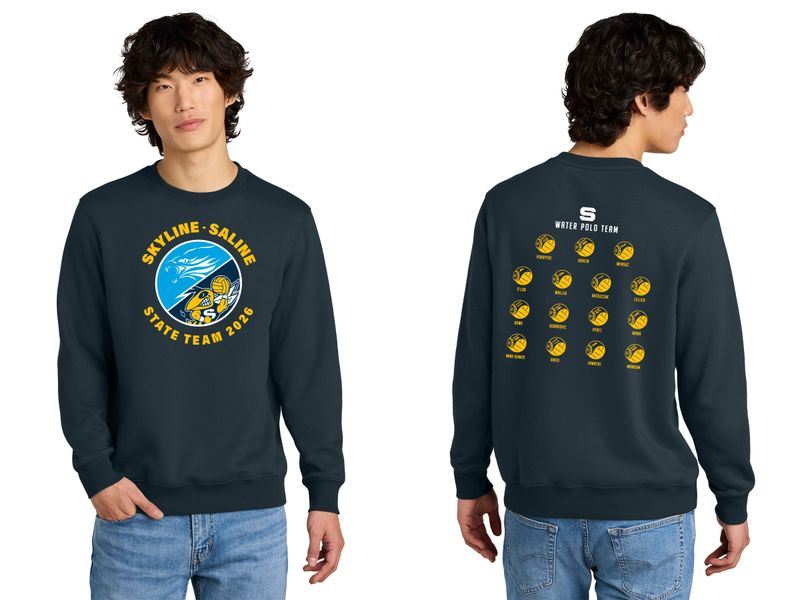 District Perfect Weight Fleece Crew- Navy, Steel Grey