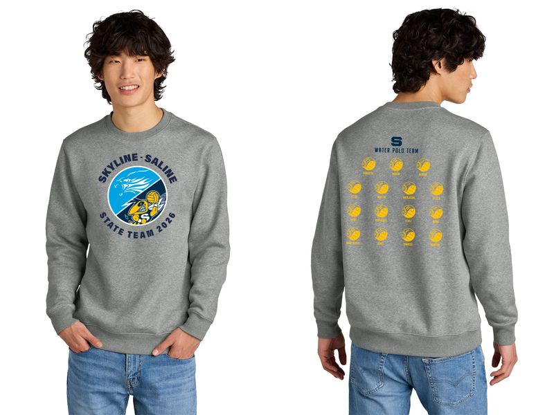 District Perfect Weight Fleece Crew- Navy, Steel Grey