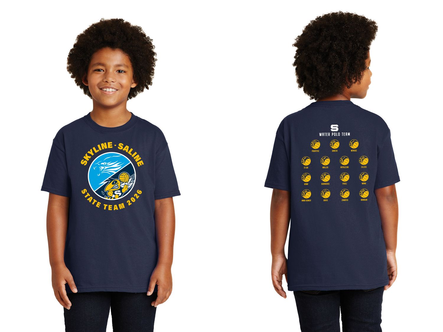 Youth Basic Cotton Short Sleeve Tee - Navy, Heather Grey