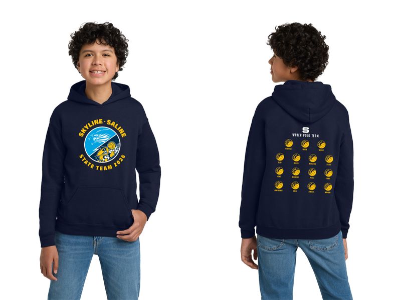 Youth Cotton Hoodie - Navy, Sport Grey