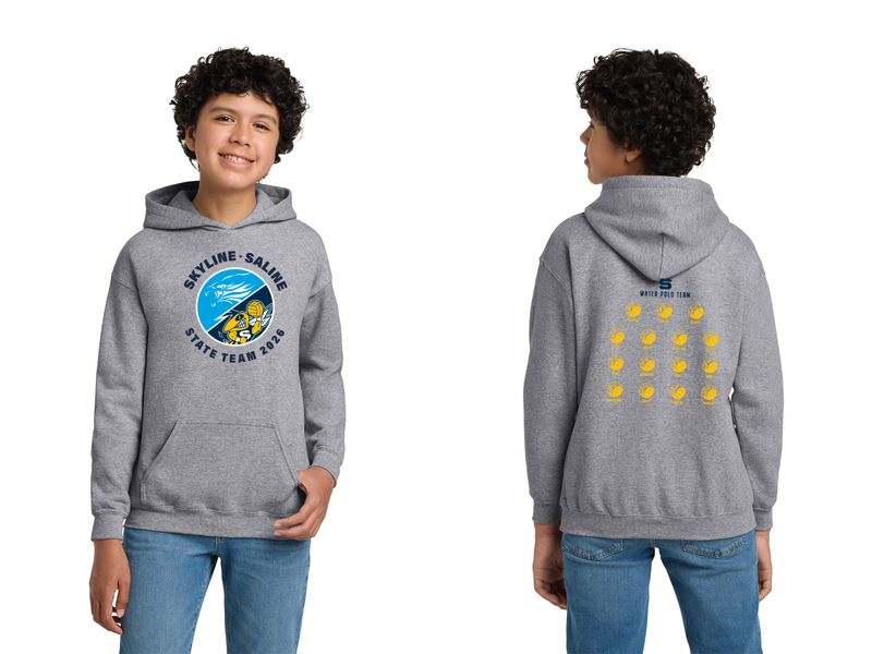 Youth Cotton Hoodie - Navy, Sport Grey