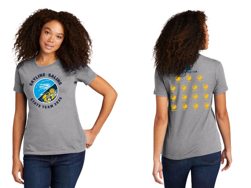 Ladies Soft Cotton Tee- Navy, Grey