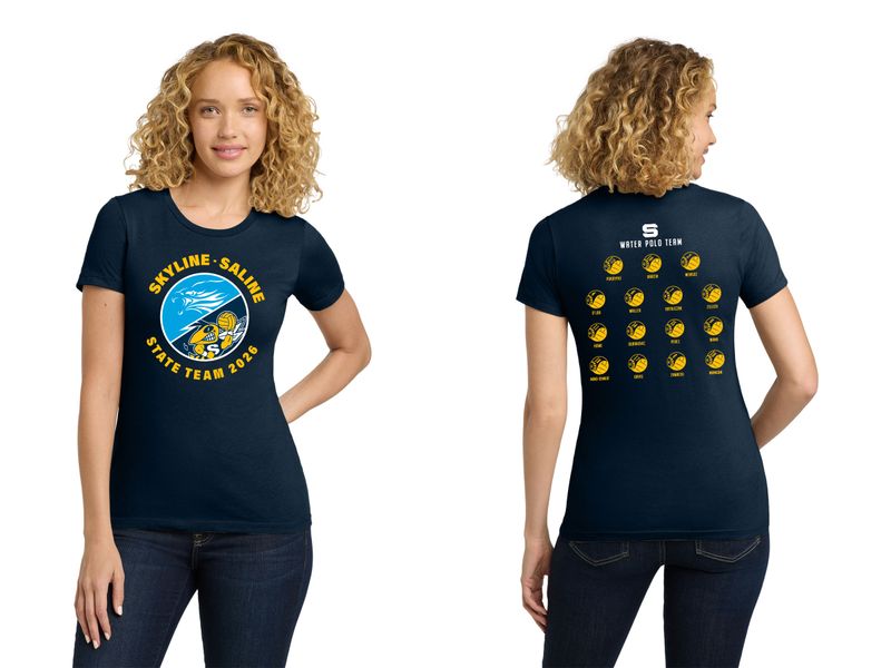 Ladies Soft Cotton Tee- Navy, Grey