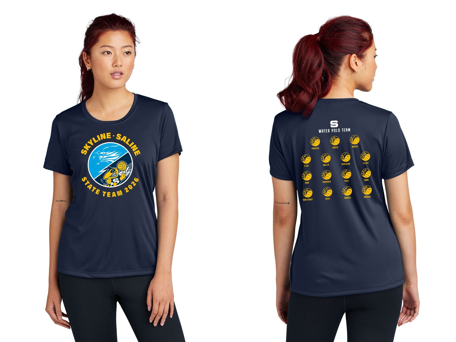 Ladies Short Sleeve Performance Tee- Navy, Grey Ladies Short Sleeve Performance Tee- Navy, Grey
