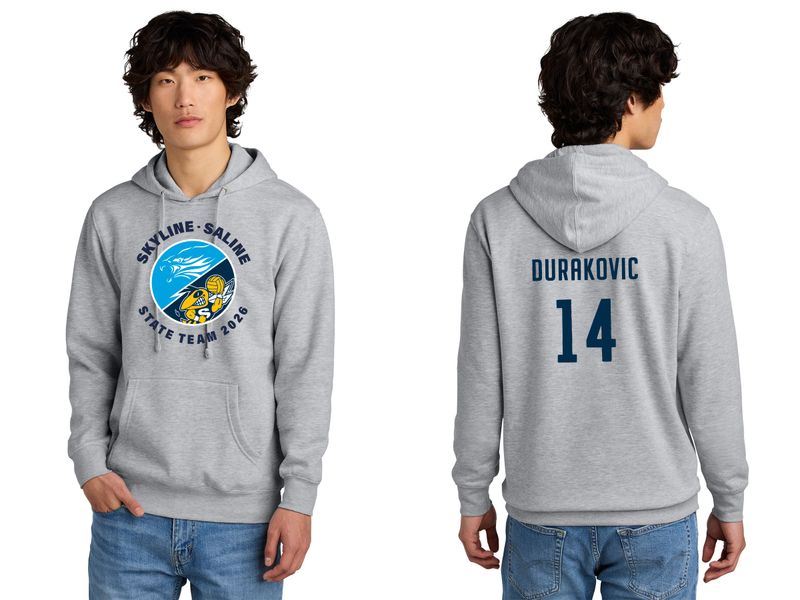 Unisex District Fleece Hoodie-Navy, Grey