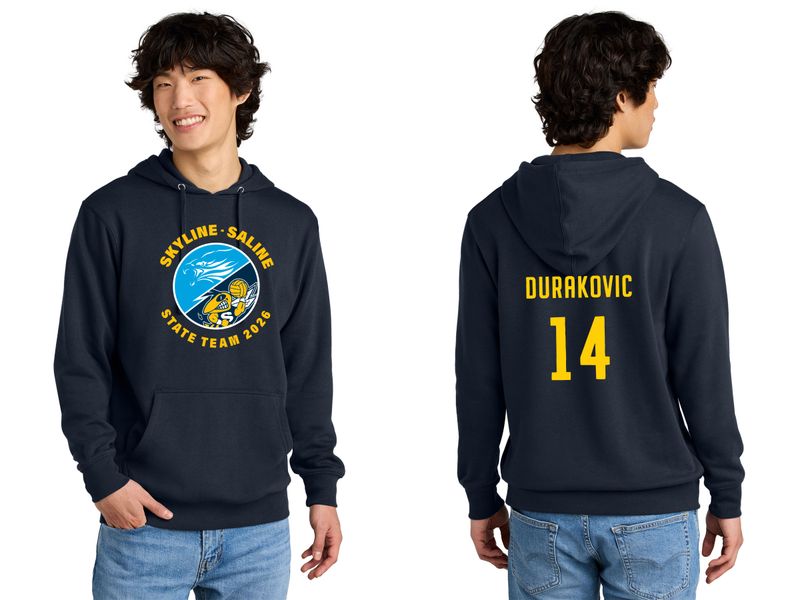Unisex District Fleece Hoodie-Navy, Grey