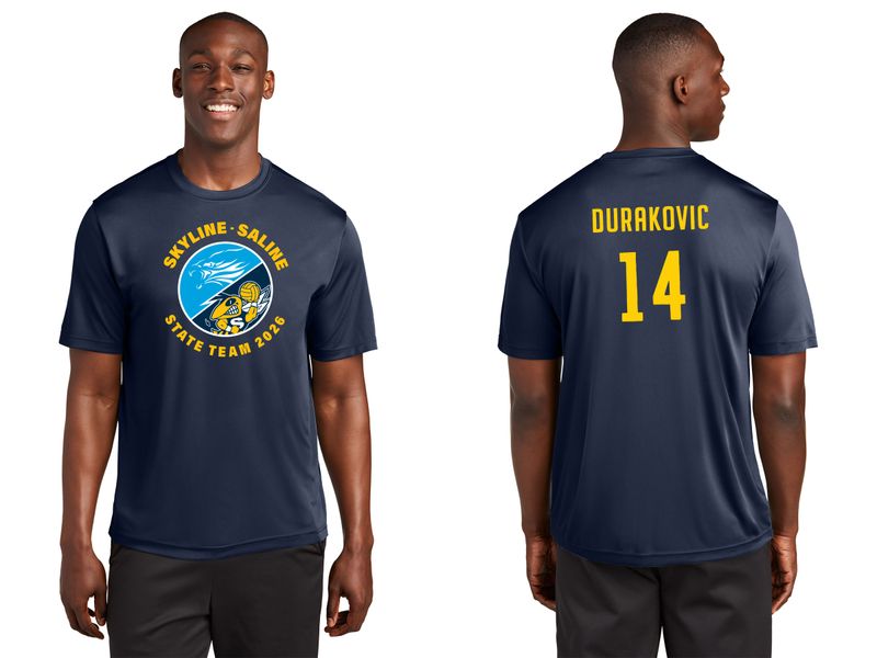 Adult Short Sleeve Performance Tee- Navy, Grey