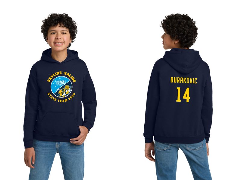 Youth Cotton Hoodie - Navy, Sport Grey