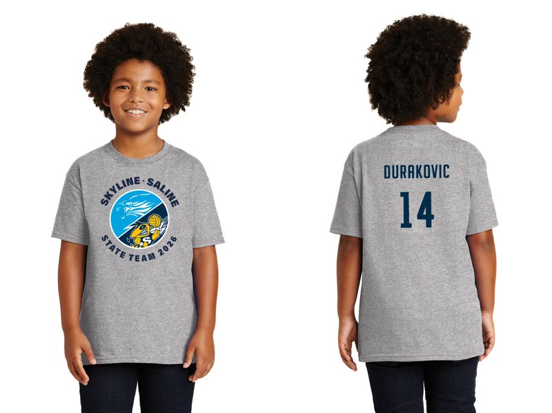 Youth Basic Cotton Short Sleeve Tee - Navy, Heather Grey