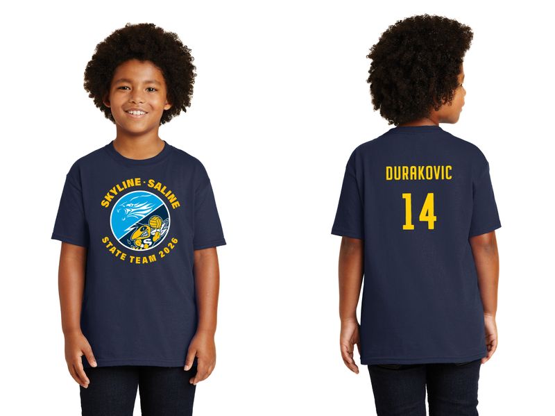 Youth Basic Cotton Short Sleeve Tee - Navy, Heather Grey