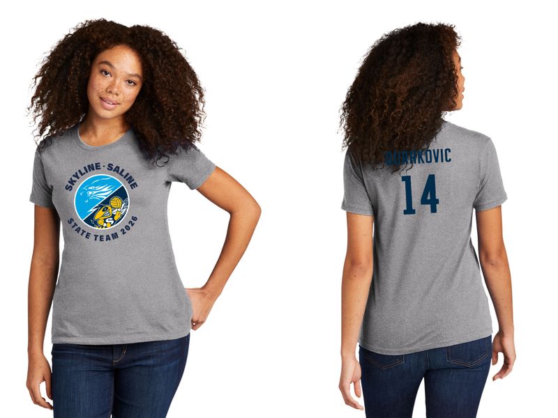 Ladies Soft Cotton Tee- Navy, Grey