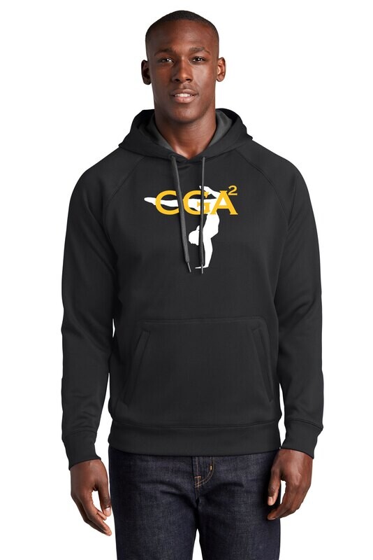 Unisex Performance Fleece Hooded Sweatshirt - Heathered Grey/Black
