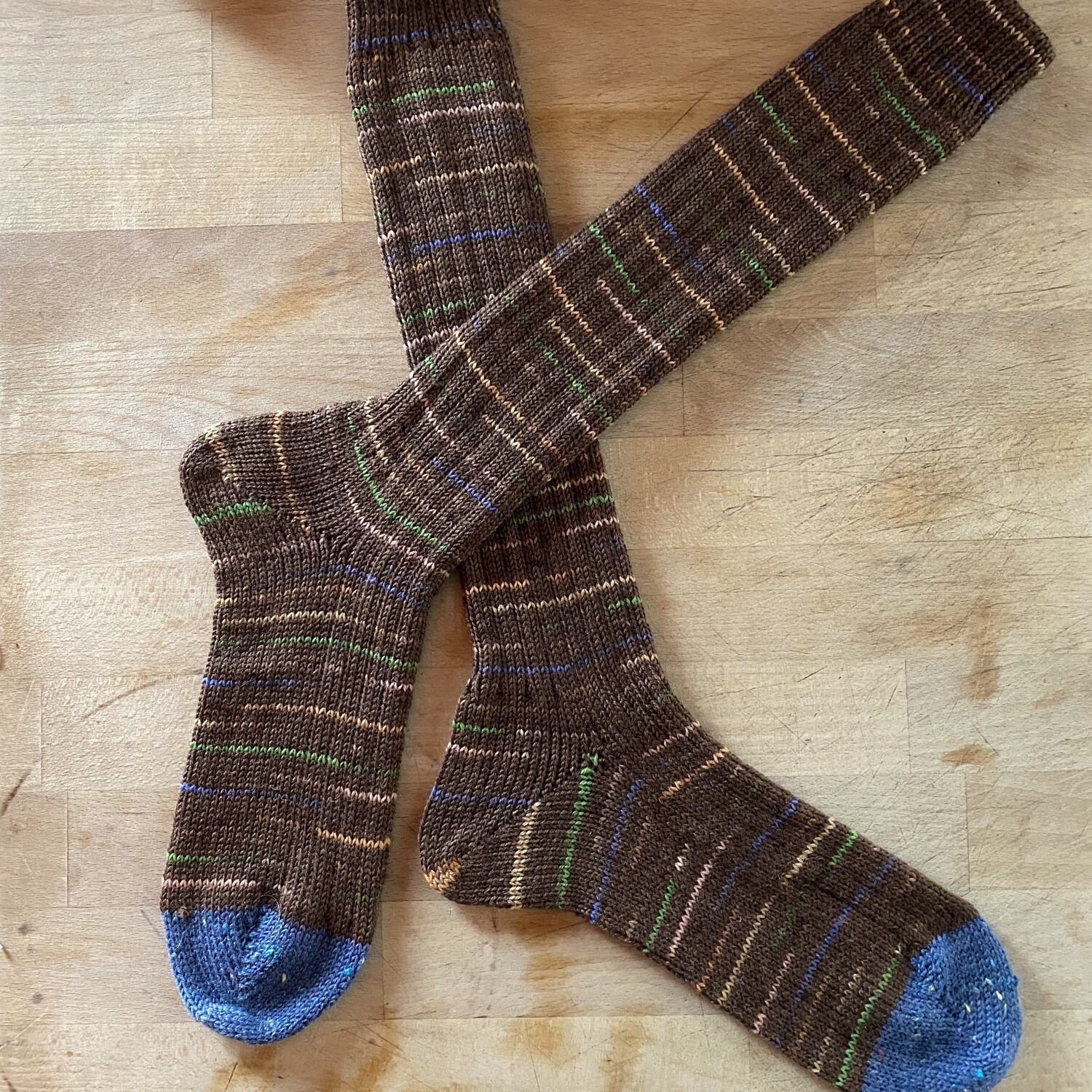 Woman's Tall Socks Size 8 to 9 - Brown with Tweed Toes Woman's Tall Socks Size 8 to 9 - Brown with Tweed Toes