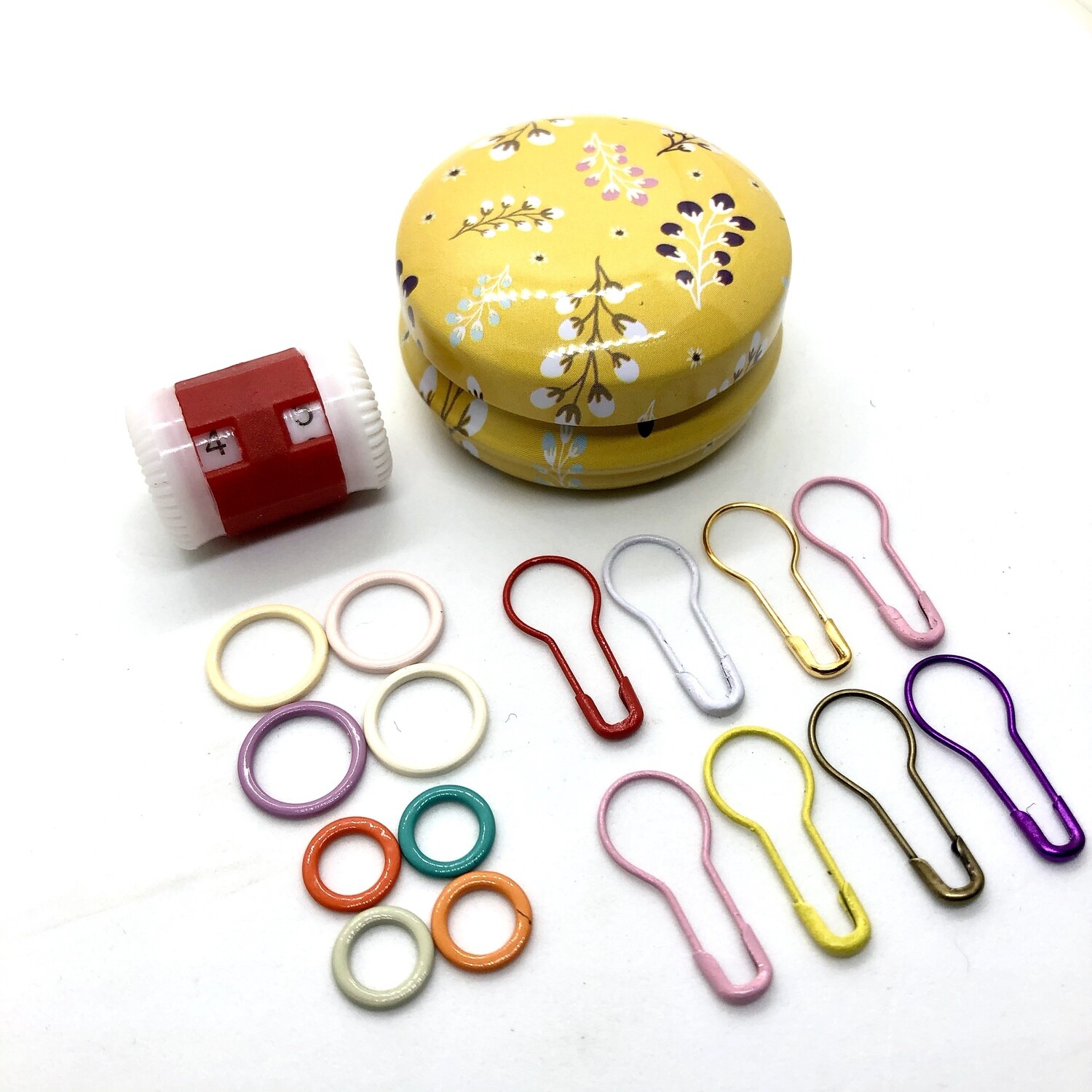 Flower Tin Knitting & Crochet Stitch Markers Row Counter