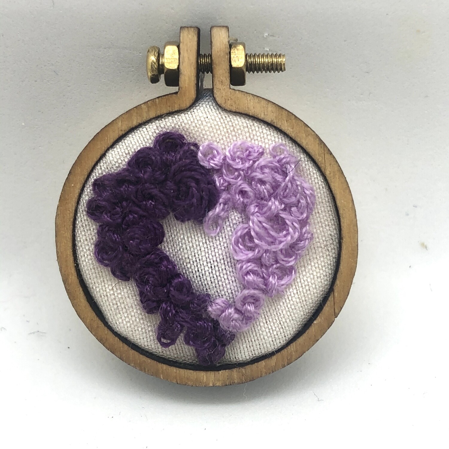 Pretty in Purple Heart - Embroidered Pendant or Magnet