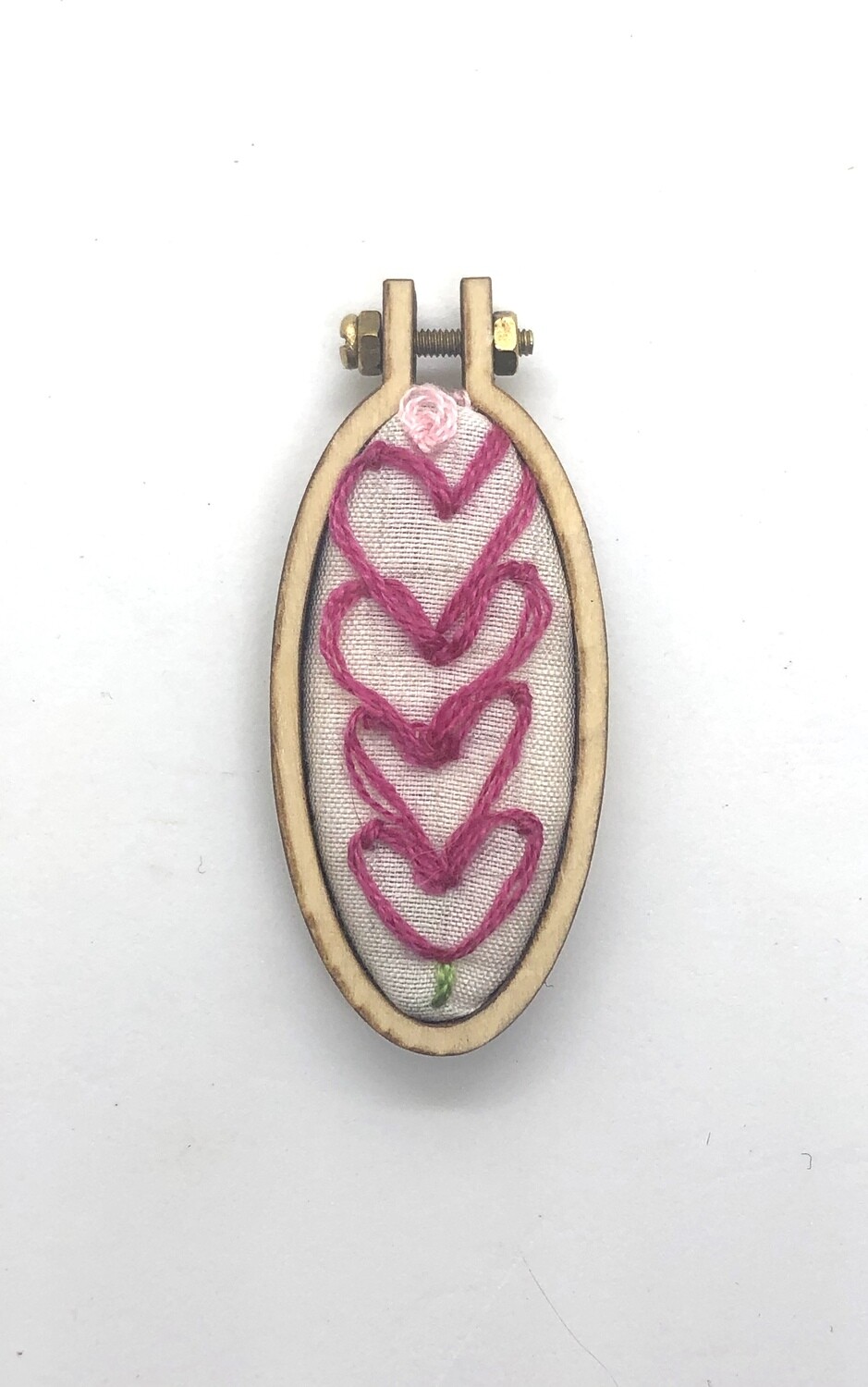 Stack of Hearts - Embroidered Pendant or Magnet