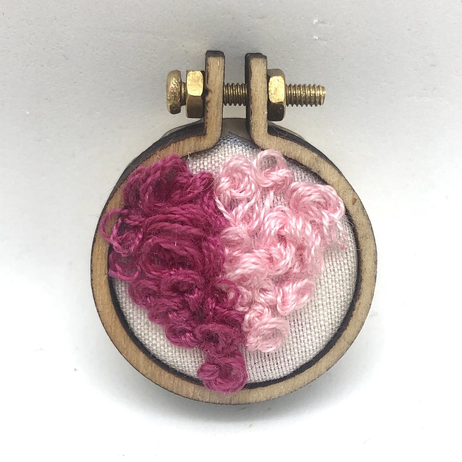Pretty in Pink Heart - Embroidered Pendant or Magnet