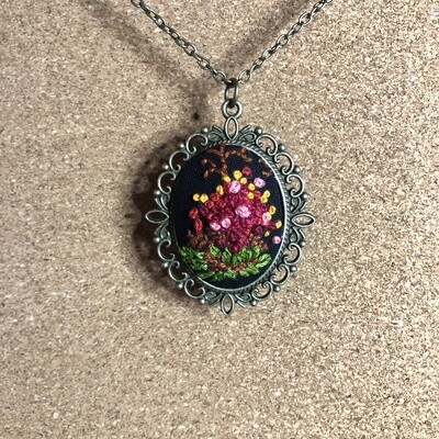 Flowering Bush Embroidered Necklace