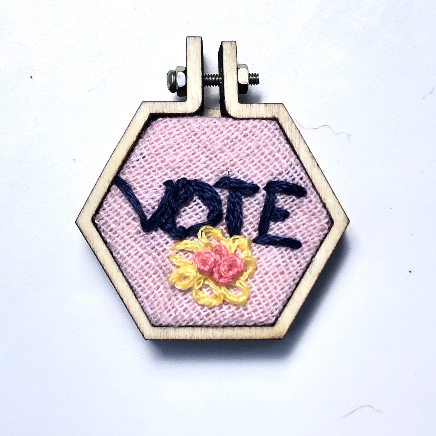 Vote Flowers - Embroidered Pendant or Magnet
